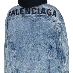 Balenciaga Crinkle Wash Logo Denim Jacket - 40